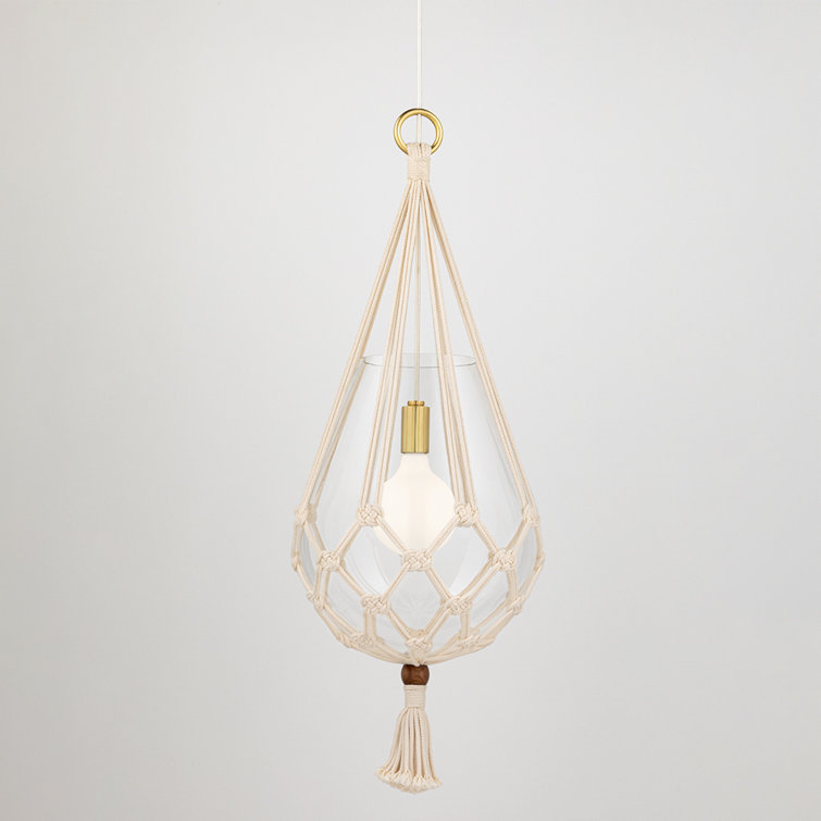 Aged Brass Bohemian Pendant Light with Clear Glass Shade