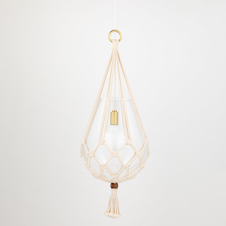 Aged Brass Bohemian Pendant Light with Clear Glass Shade