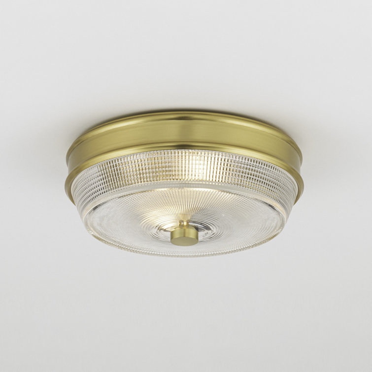 Aged Brass and Clear Glass 2-Light Flush Mount