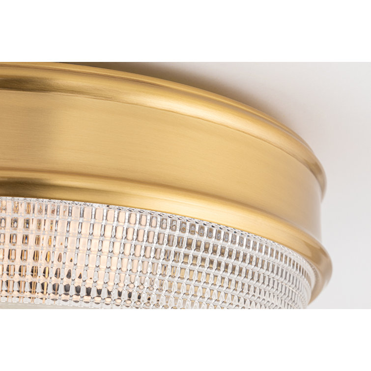Aged Brass and Clear Glass 2-Light Flush Mount