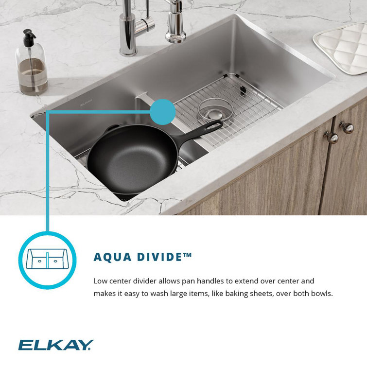 Elkay Crosstown 36" Satin Stainless Steel Double Bowl Farmhouse Sink Kit