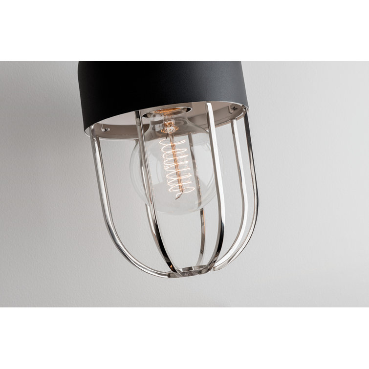 Elegant Polished Nickel & Black Steel Pendant Light