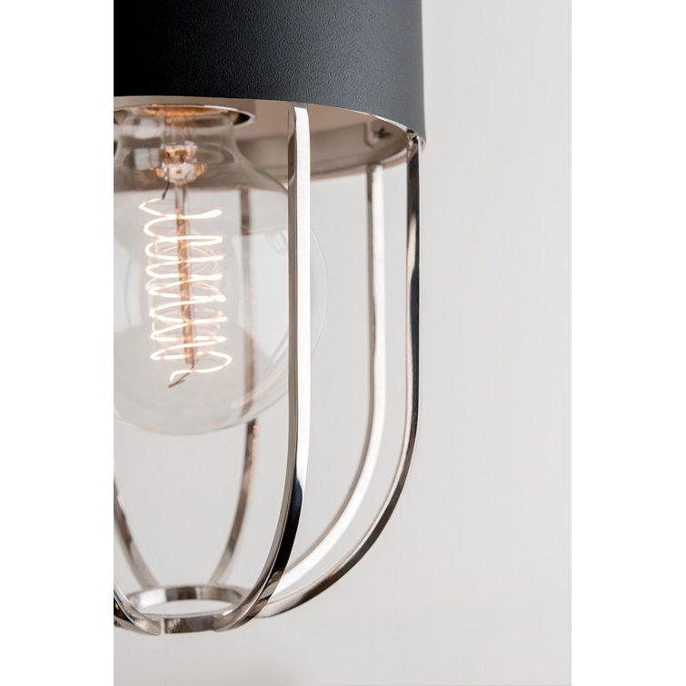 Elegant Polished Nickel & Black Steel Pendant Light