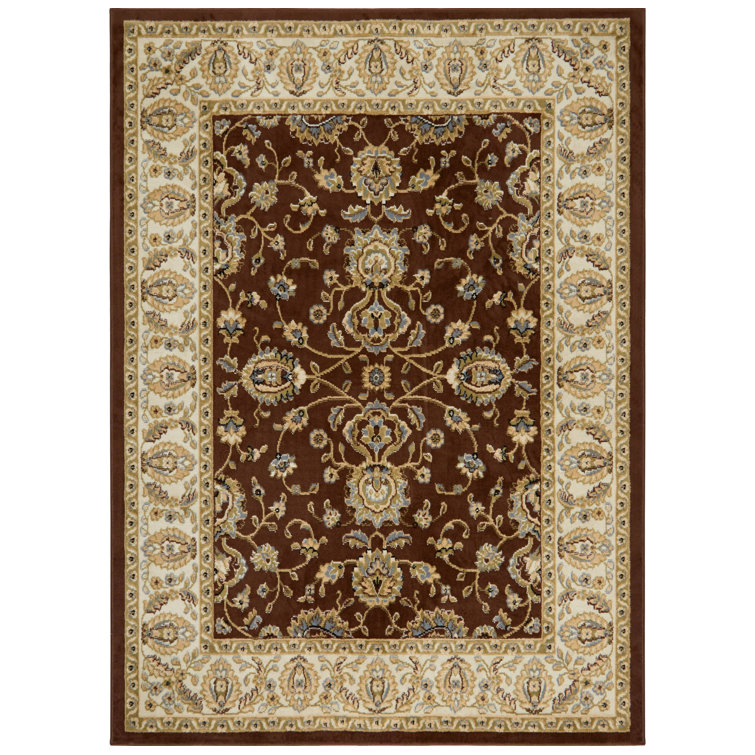 Lizette Brown and Ivory Rectangular Synthetic Area Rug