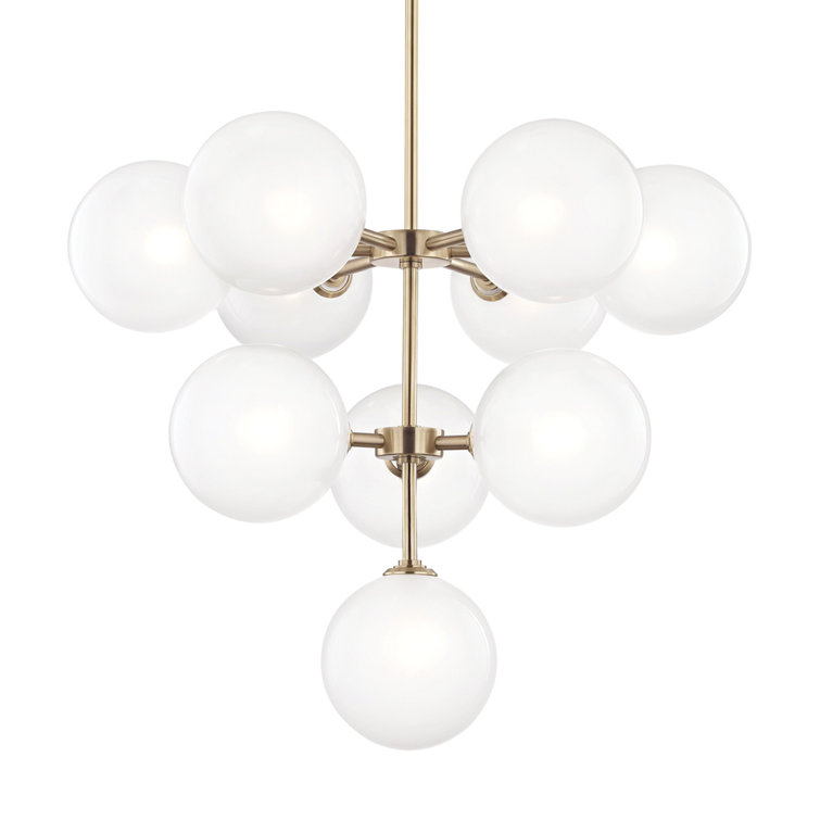 Aged Brass 10-Light Sputnik Chandelier with Glass Globes