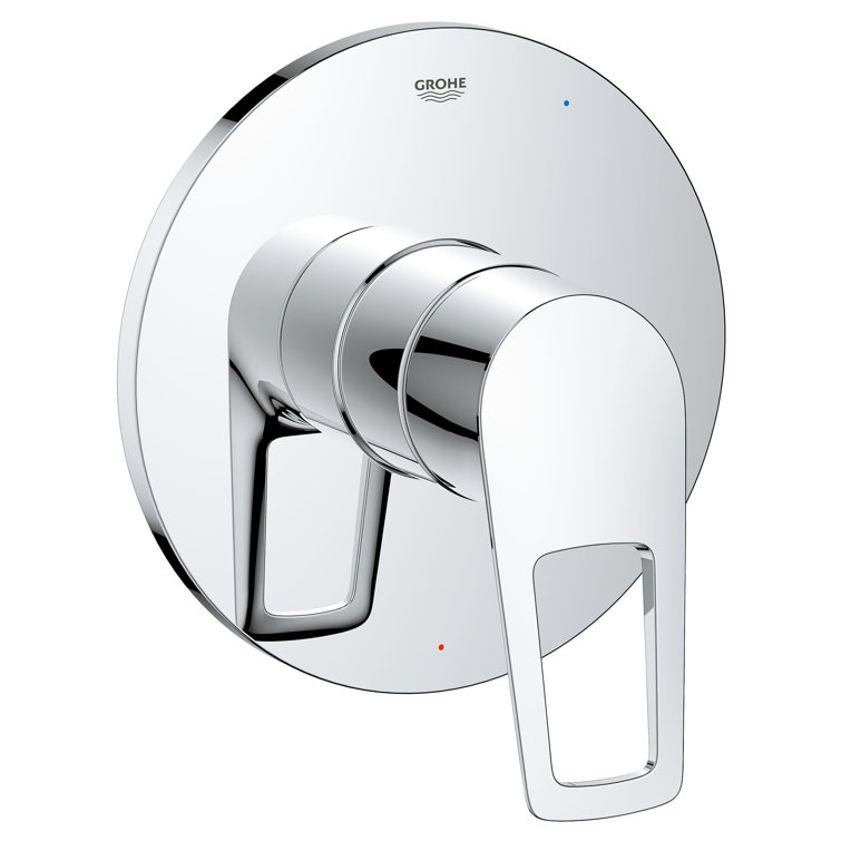 Chrome Wall-Mounted Pressure Balance Valve Trim with Lever