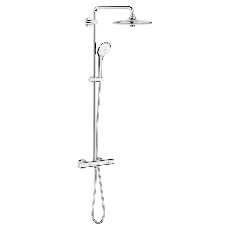 Euphoria 260 Chrome Thermostatic Shower System with Adjustable Height