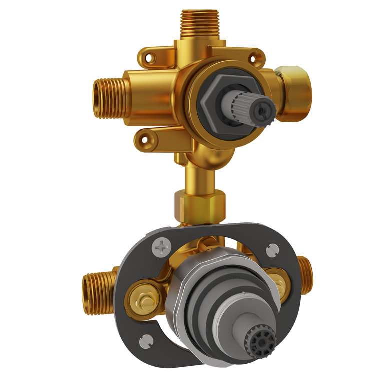 Flash Brass 2-Way Integrated Shower Diverter Valve with Pressure Balance Cartridge