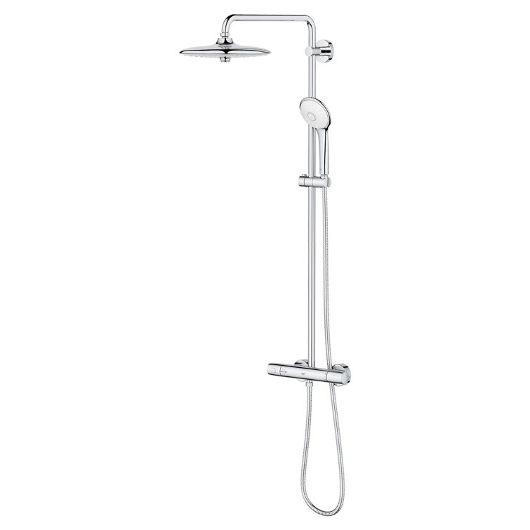 Euphoria 260 Chrome Thermostatic Shower System with Adjustable Height