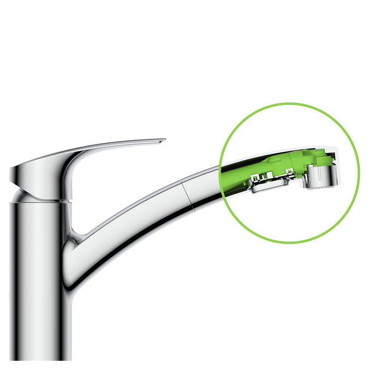 Eurosmart 7" Chrome Dual Spray Pull-Out Kitchen Faucet