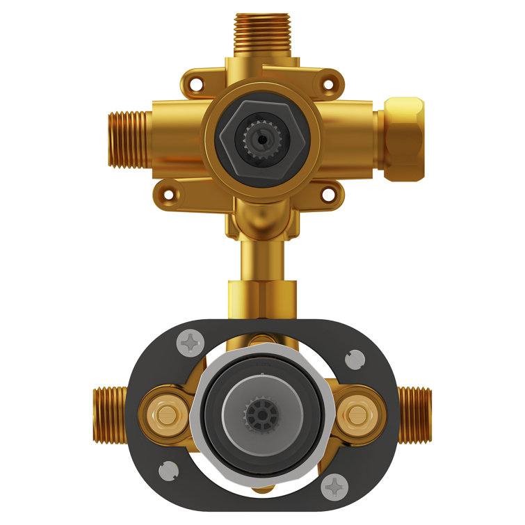 Flash Brass 2-Way Integrated Shower Diverter Valve with Pressure Balance Cartridge