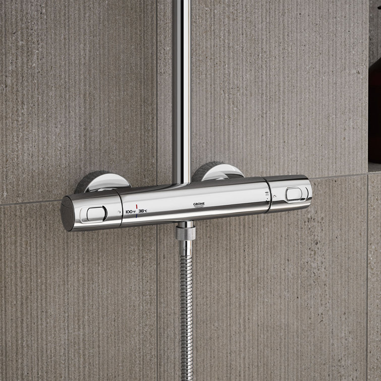 Euphoria 260 Chrome Thermostatic Shower System with Adjustable Height