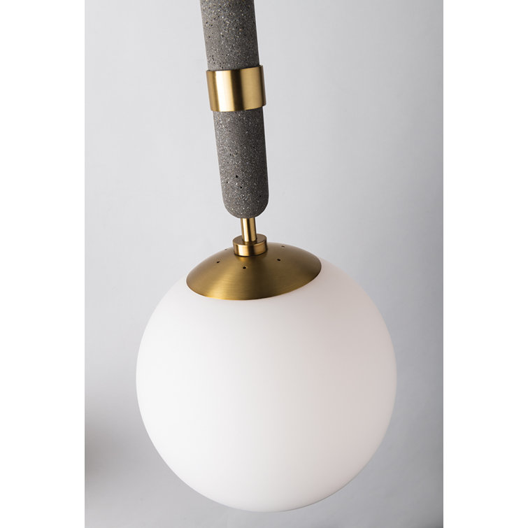 Aged Brass and Concrete Single Globe Pendant Light