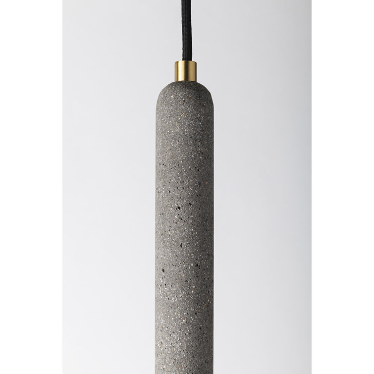 Aged Brass and Concrete Single Globe Pendant Light