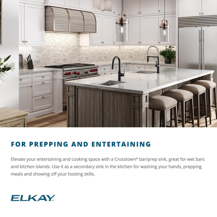 Elkay Crosstown Stainless Steel Undermount Bar Sink with Tight Corners