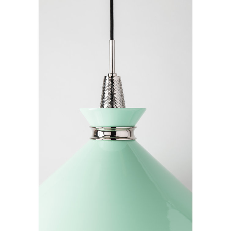Mint and Polished Nickel Cone Pendant Light