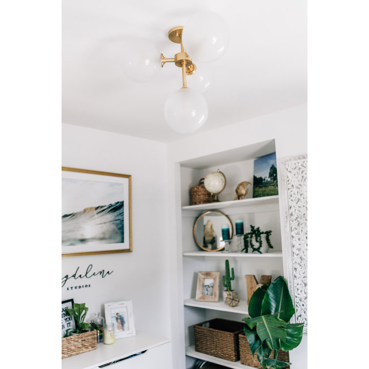 Ashleigh Polished Nickel 4-Light LED Globe Semi Flush Mount