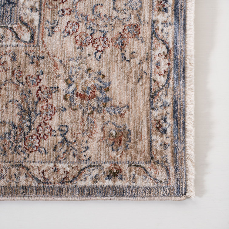 Elegant Hand-Knotted Floral Light Blue Synthetic 3' x 5' Area Rug