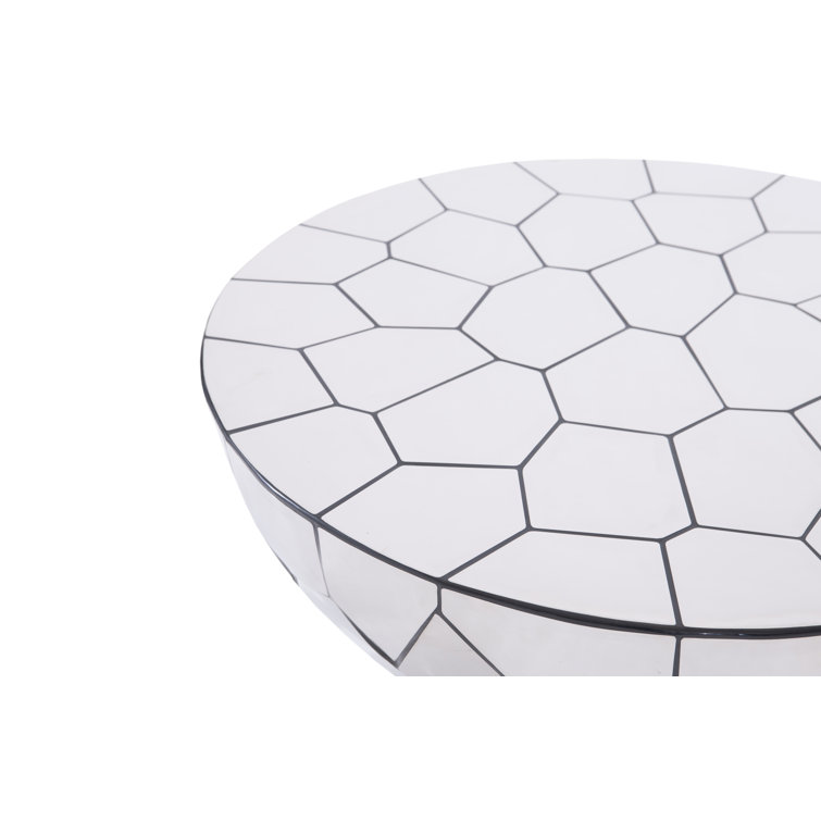 Luxe Mirror-Finish Round Stainless Steel Coffee Table in Black/Silver