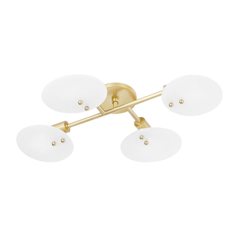 Aged Brass 4-Light Sconce with White Glass Shades