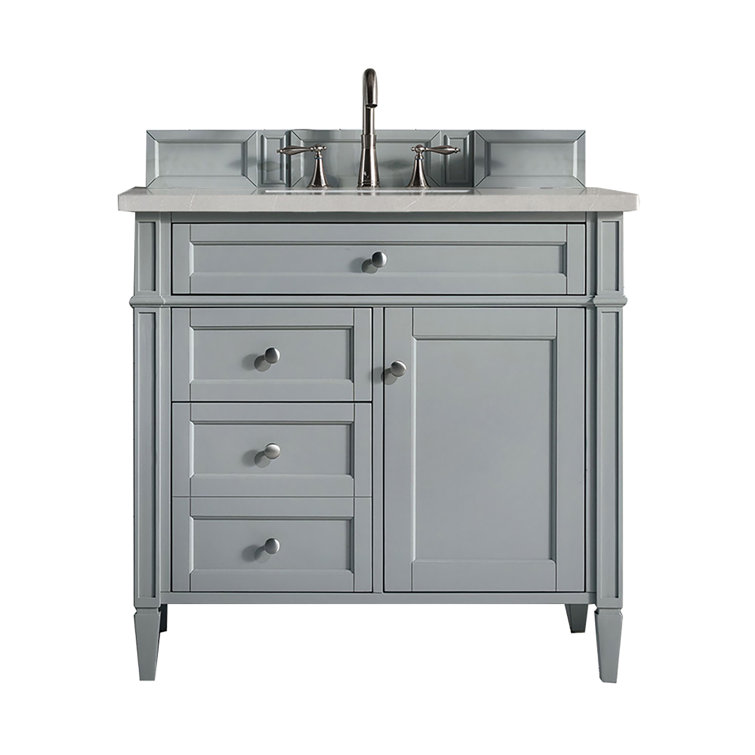 Urban Gray Solid Wood Single Vanity with Porcelain Sink