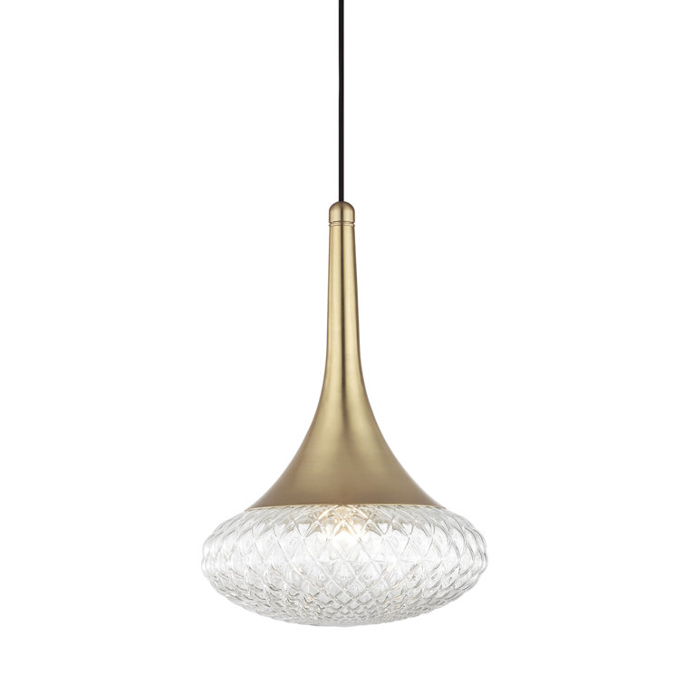 Bella Aged Brass and Clear Glass Pendant Light