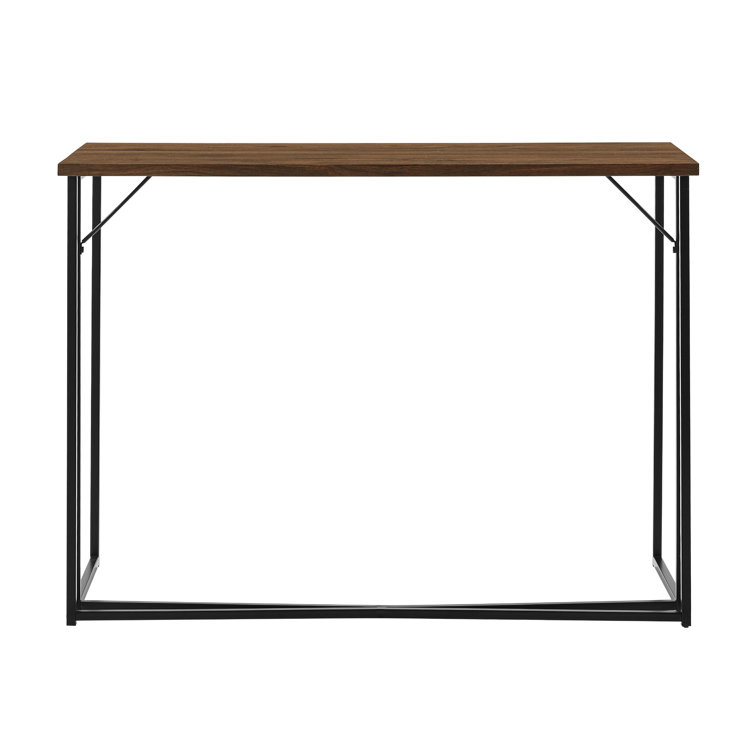 Dark Walnut and Black Metal Y-Leg Writing Desk