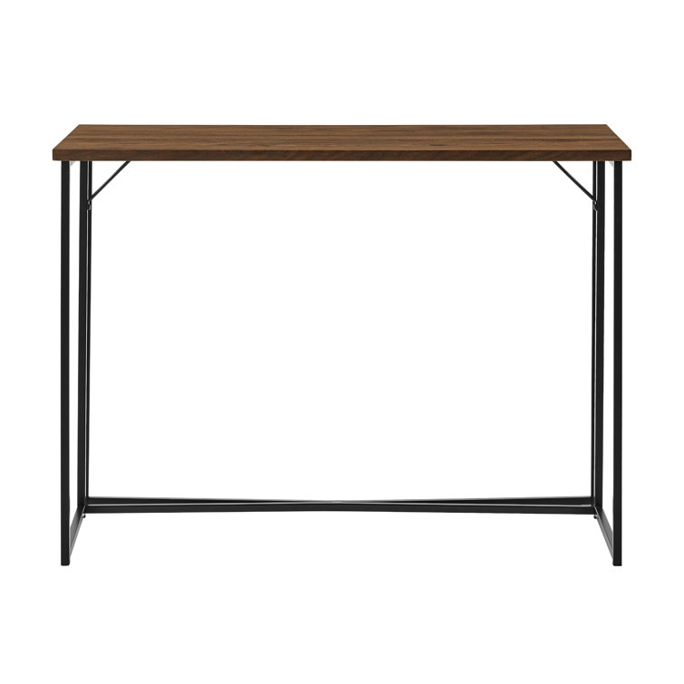 Dark Walnut and Black Metal Y-Leg Writing Desk