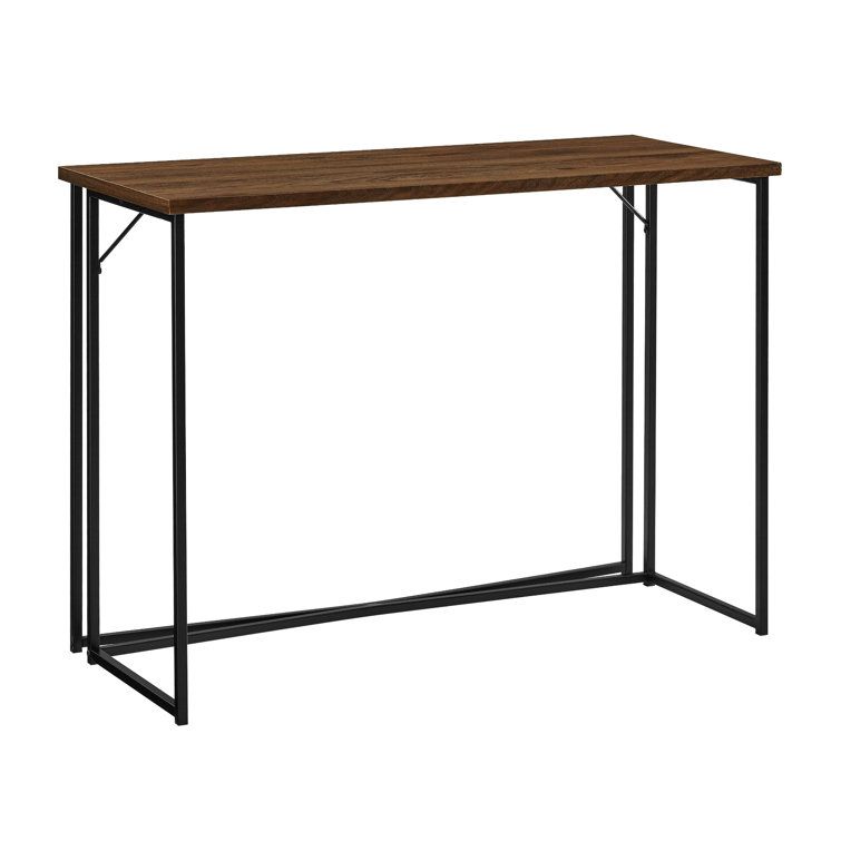 Dark Walnut and Black Metal Y-Leg Writing Desk