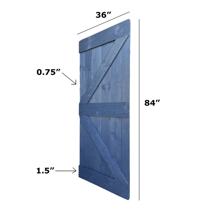 Aged Barrel Dark Walnut Pine Wood Sliding Barn Door with Hardware Kit