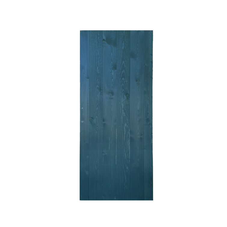 Aged Barrel Dark Walnut Pine Wood Sliding Barn Door with Hardware Kit
