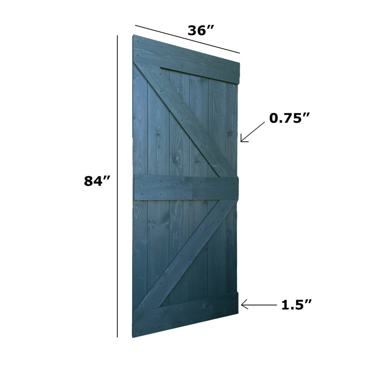 Aged Barrel Dark Walnut Pine Wood Sliding Barn Door with Hardware Kit