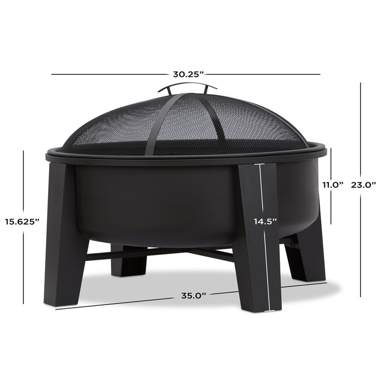 Forsyth 32" Black Iron Wood Burning Fire Pit