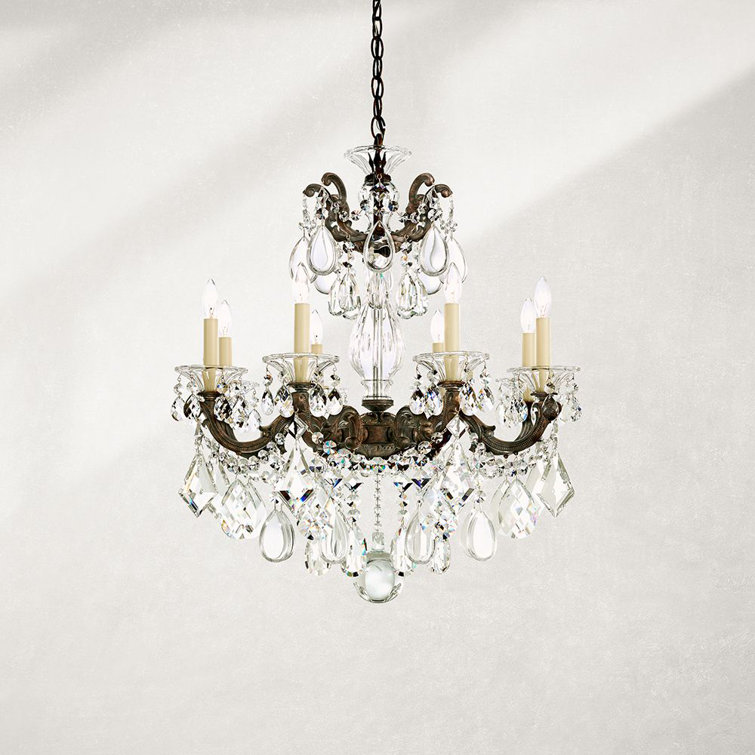 Florentine Bronze La Scala 8-Light Chandelier with Clear Heritage Crystals