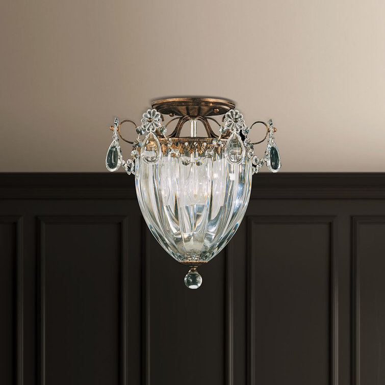 Etruscan Gold 3-Light Semi-Flush Mount with Clear Heritage Crystal