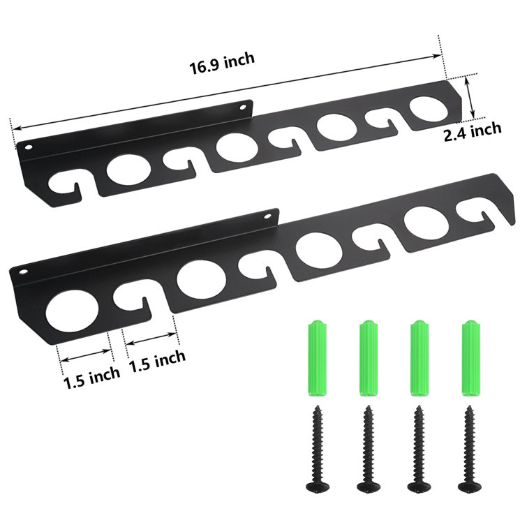 Black Steel Wall Mounted Multi-Use Fishing Rod Rack