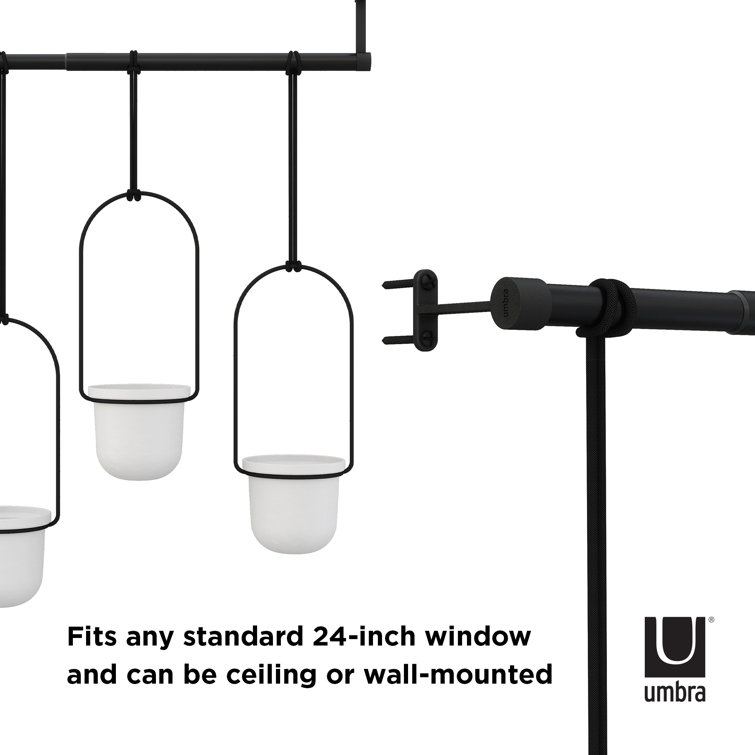 Triflora Adjustable White/Black Indoor Hanging Planter