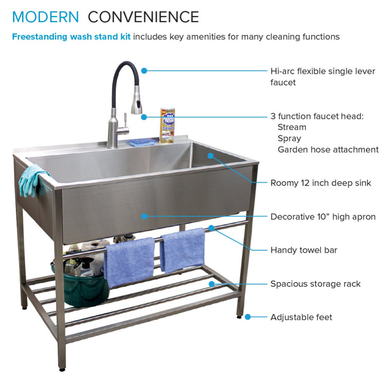 36'' Stainless Steel Freestanding Farmhouse Laundry Sink