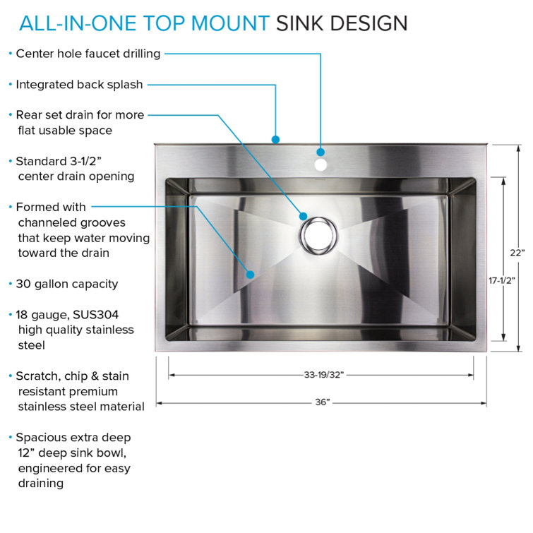 36'' Stainless Steel Freestanding Farmhouse Laundry Sink