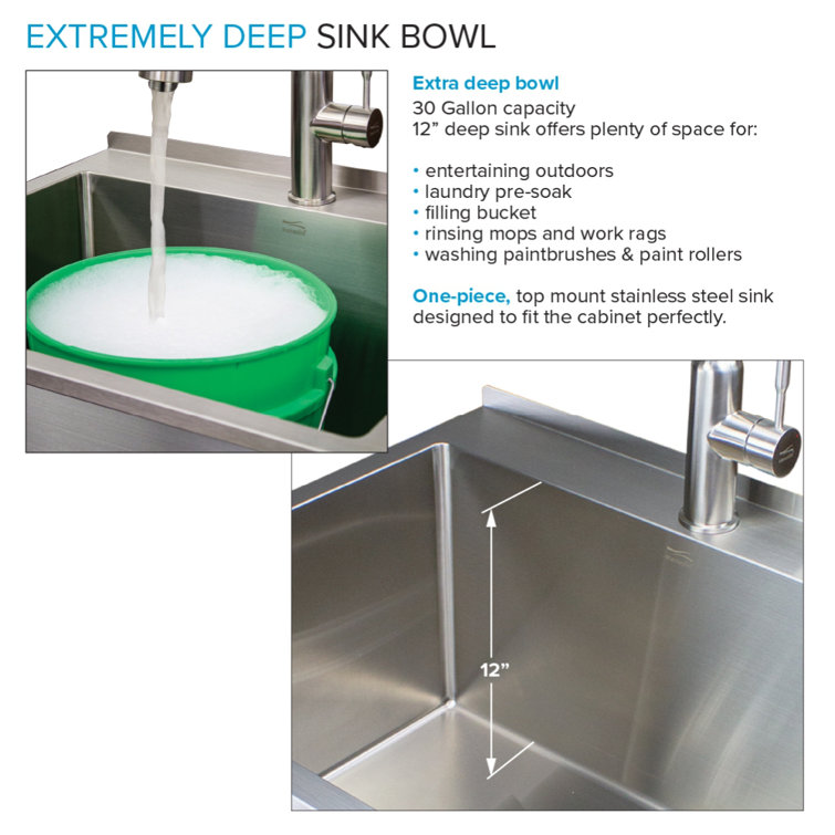 36'' Stainless Steel Freestanding Farmhouse Laundry Sink