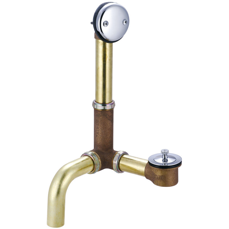 Polished Chrome Brass Tub Drain with Lift and Turn
