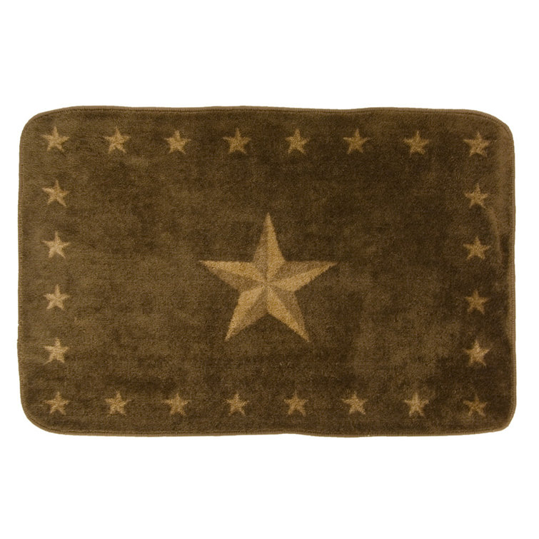 Dark Brown Star Pattern Machine-Washable Acrylic Bathroom Rug