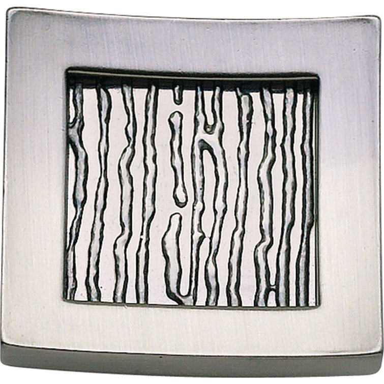 Brushed Nickel Square Knob with Textured Design