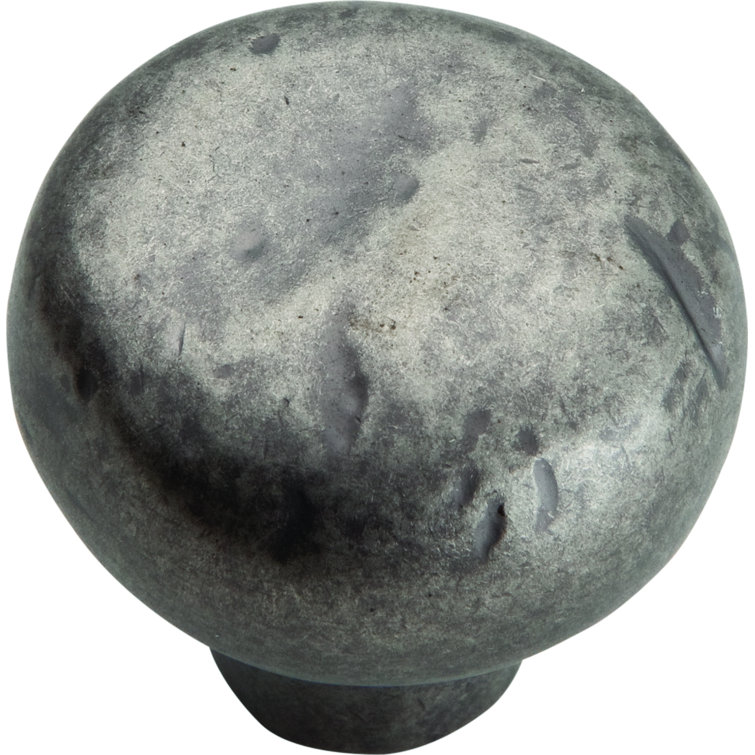 Distressed Pewter Round Knob with Mounting Hardware