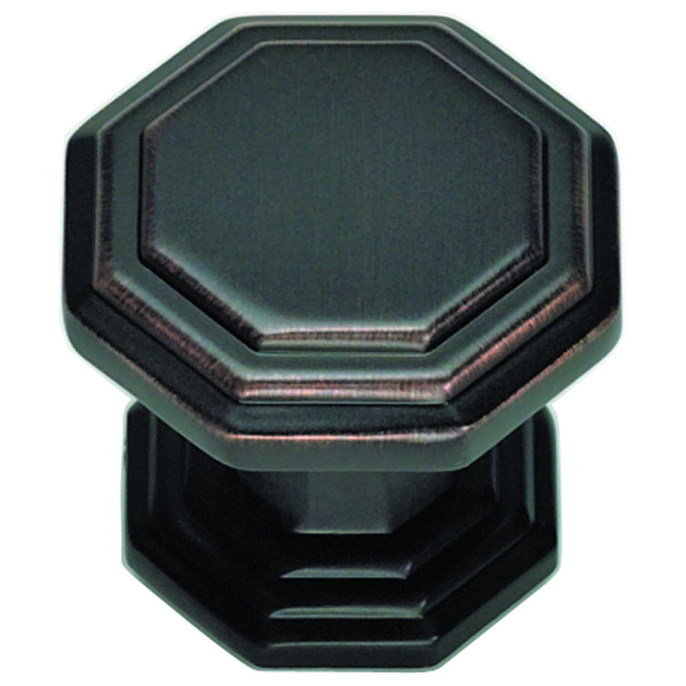 Venetian Bronze Geometric Round Knob with Mounting Hardware