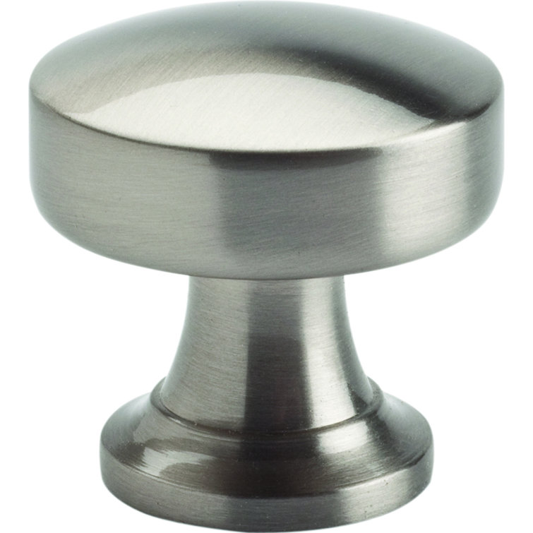 Brushed Nickel Round Metal Knob with Mounting Hardware