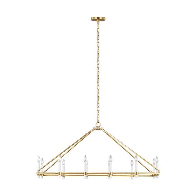 Burnished Brass 12-Light Linear Candle Chandelier