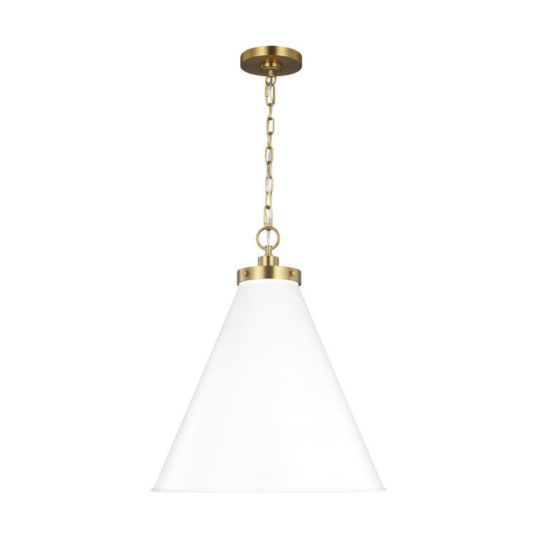 Matte White and Gold 19.5" Indoor/Outdoor Pendant Light