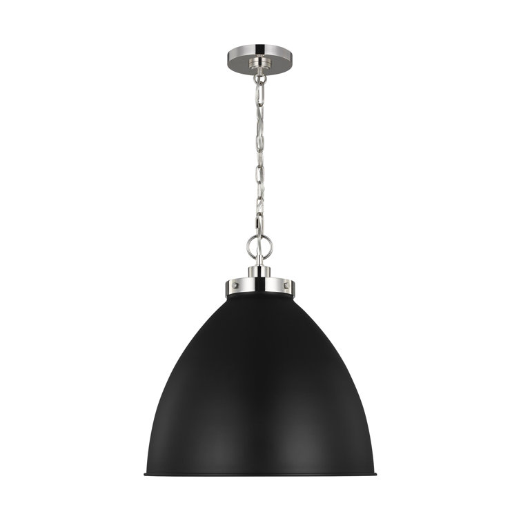 Midnight Black and Polished Nickel Indoor/Outdoor Dome Pendant