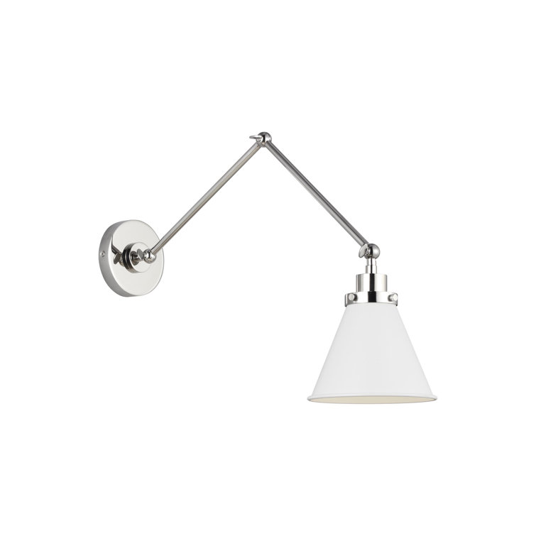 Matte White and Polished Nickel Swing Arm Wall Sconce